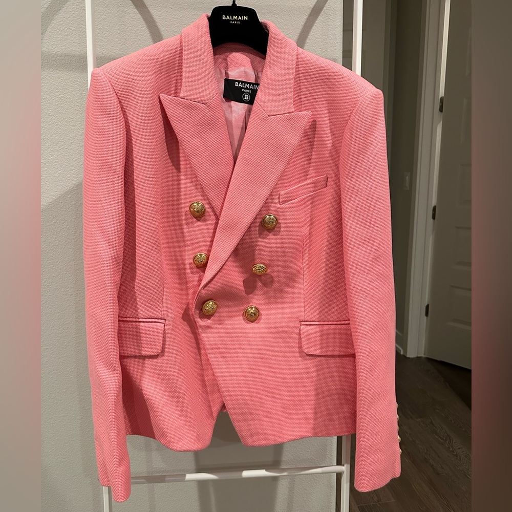 Balmain Pink Blazer with Gold Buttons